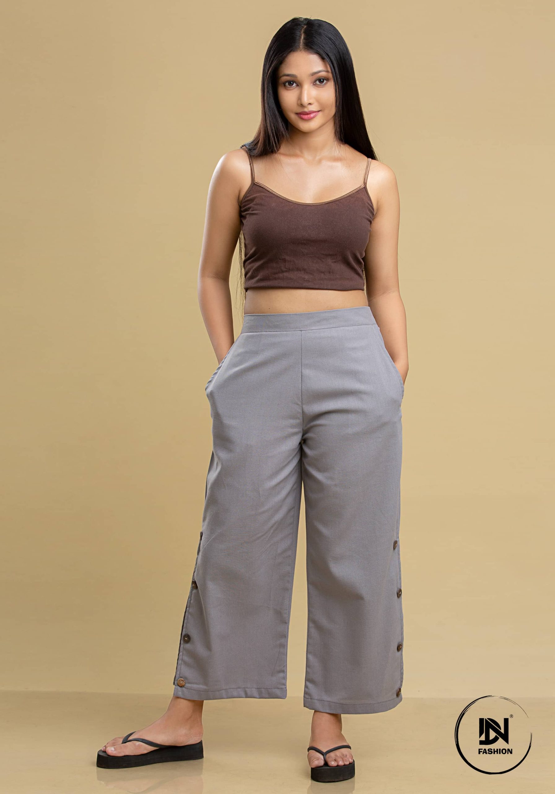 LINEN SIDE OPEN BUTTON PANT - Image 4