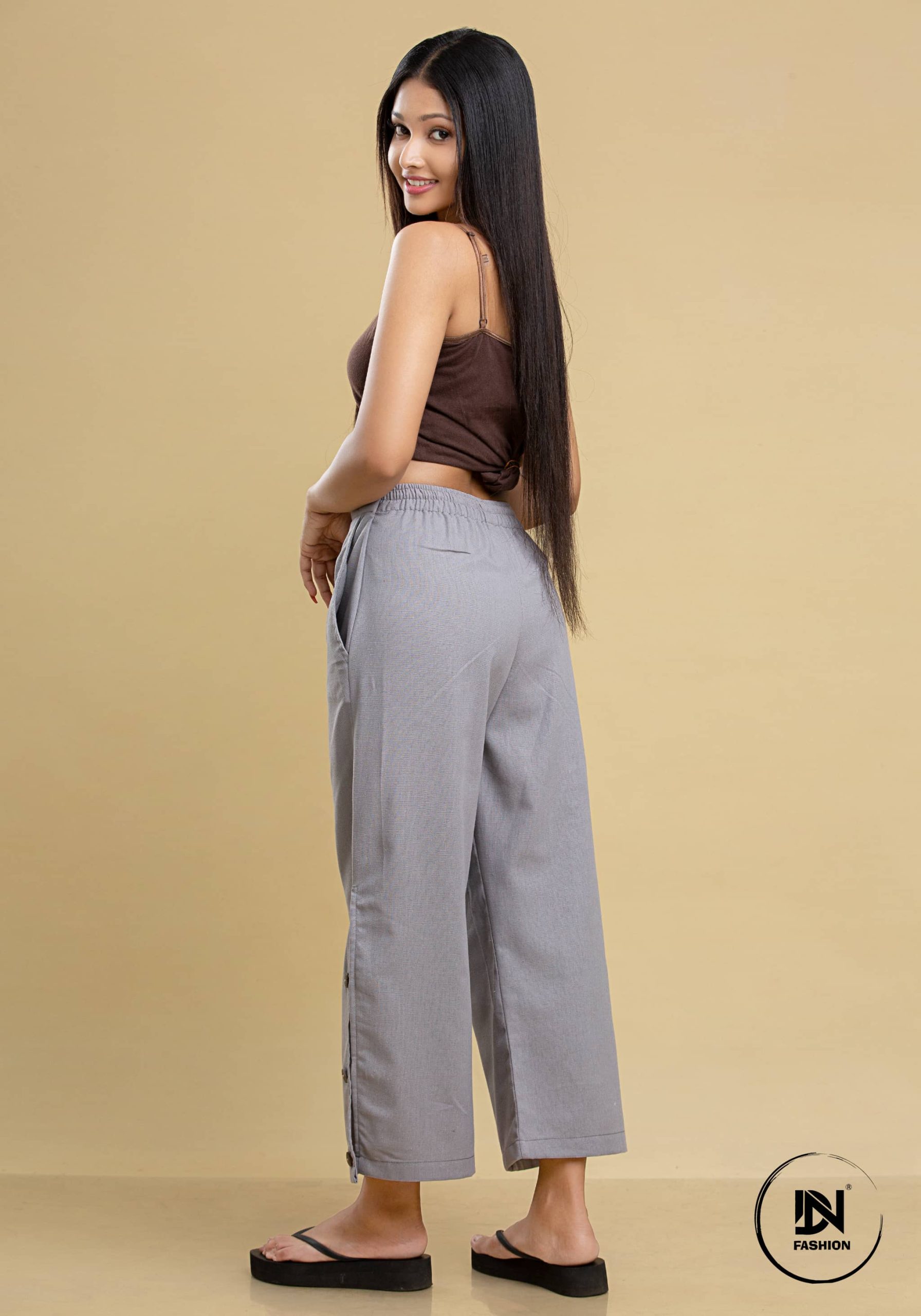 LINEN SIDE OPEN BUTTON PANT - Image 8