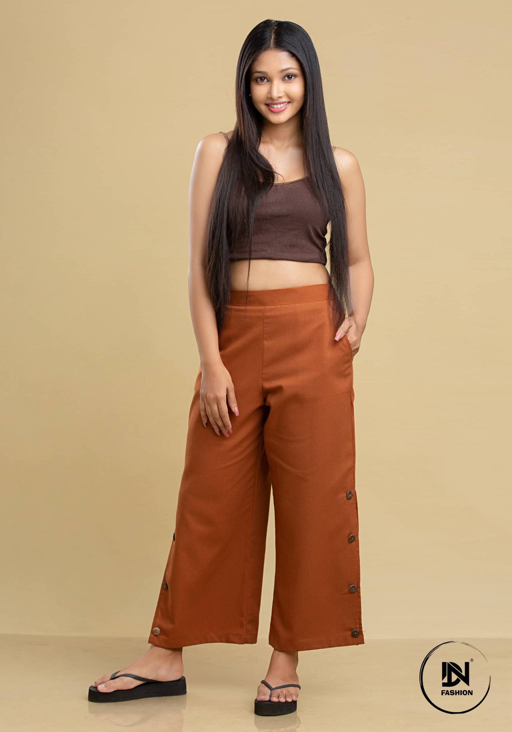 LINEN SIDE OPEN BUTTON PANT - Image 2