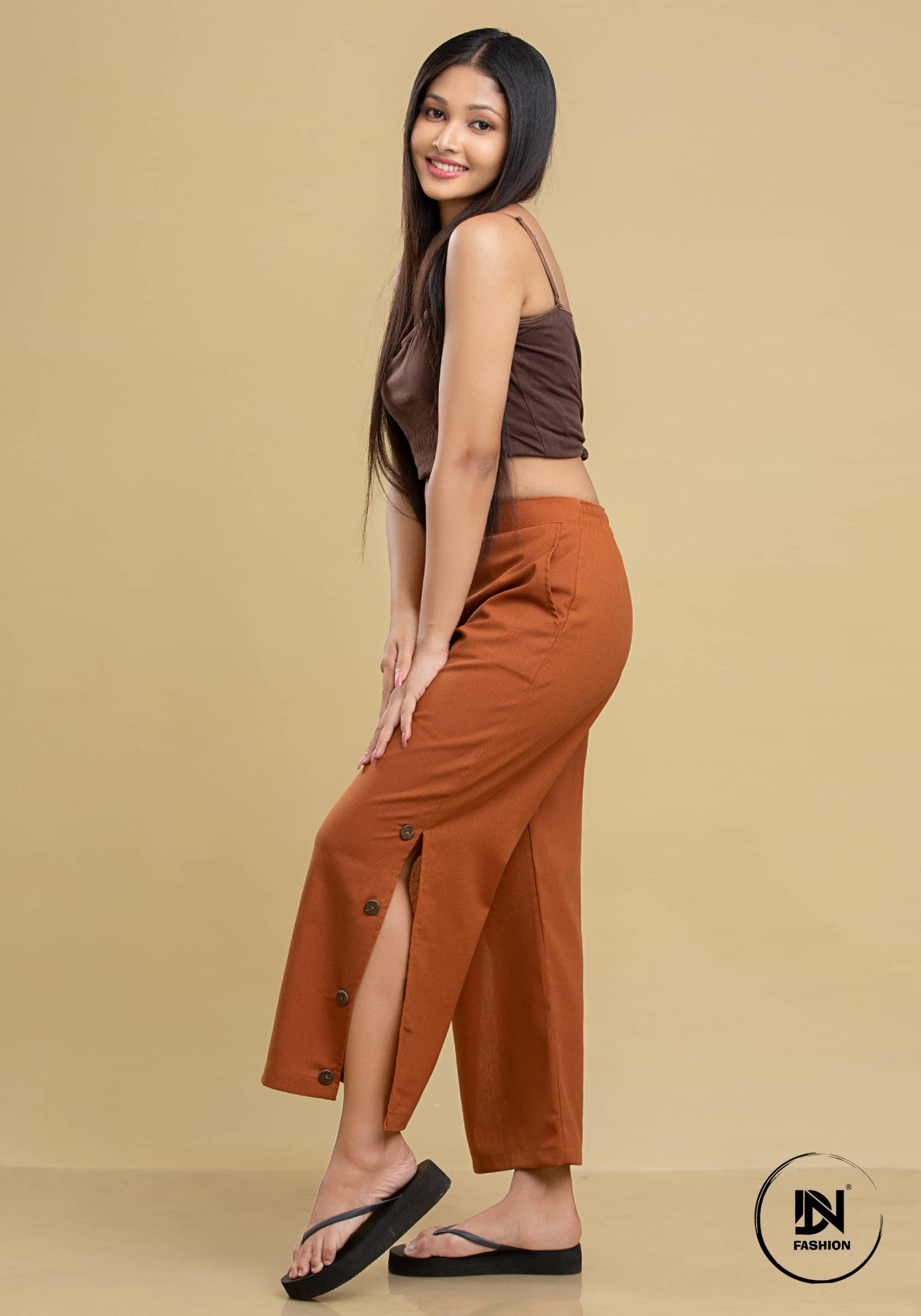 LINEN SIDE OPEN BUTTON PANT - Image 7