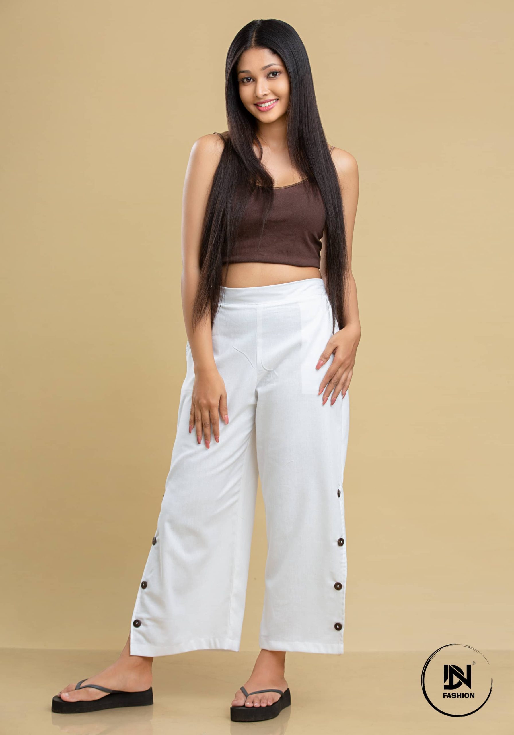 LINEN SIDE OPEN BUTTON PANT - Image 3