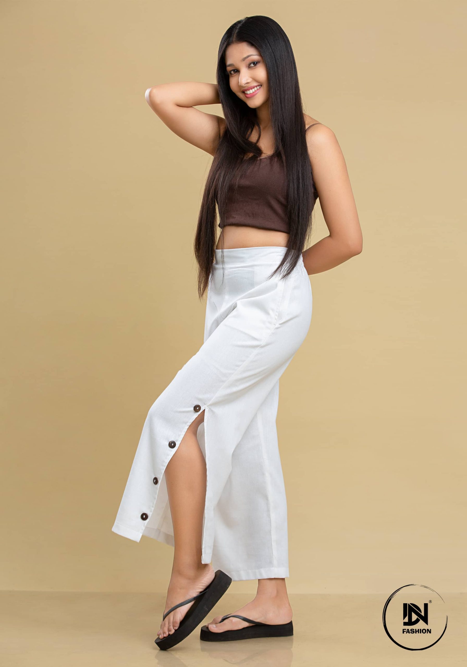 LINEN SIDE OPEN BUTTON PANT - Image 5
