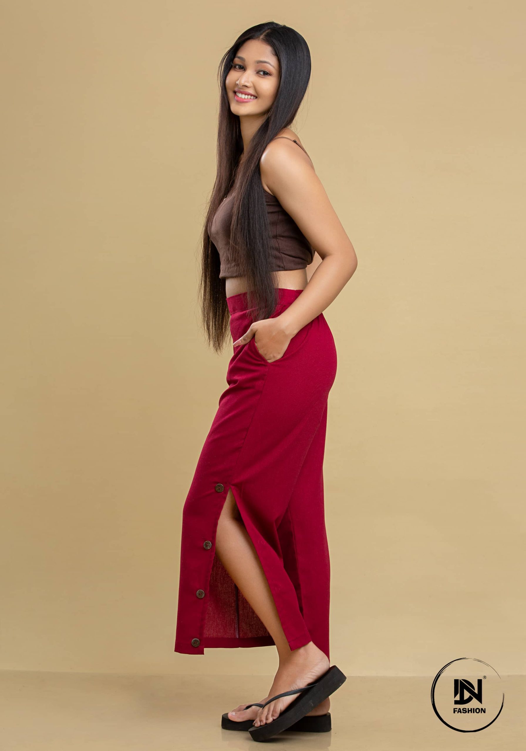 LINEN SIDE OPEN BUTTON PANT - Image 6
