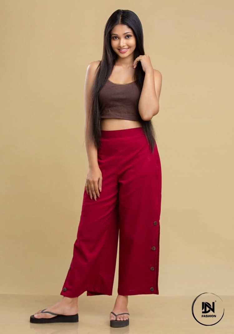 LINEN SIDE OPEN BUTTON PANT
